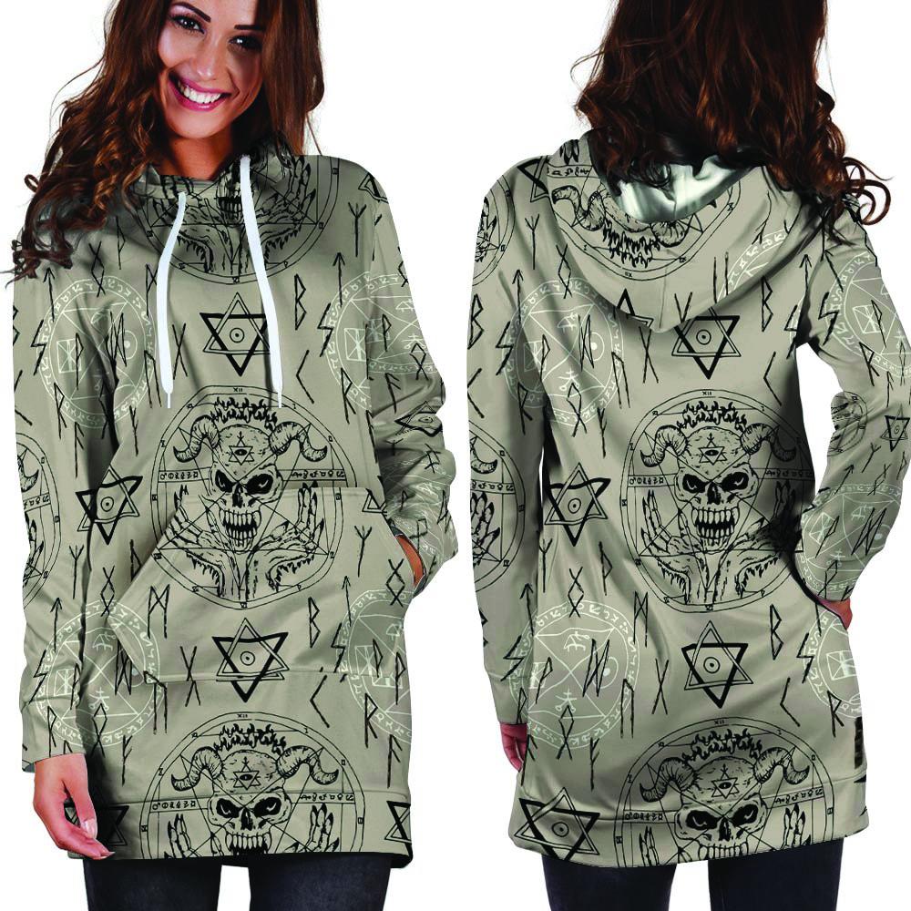 Satanic Devil Gothic Witch Hoodie Dress-grizzshop