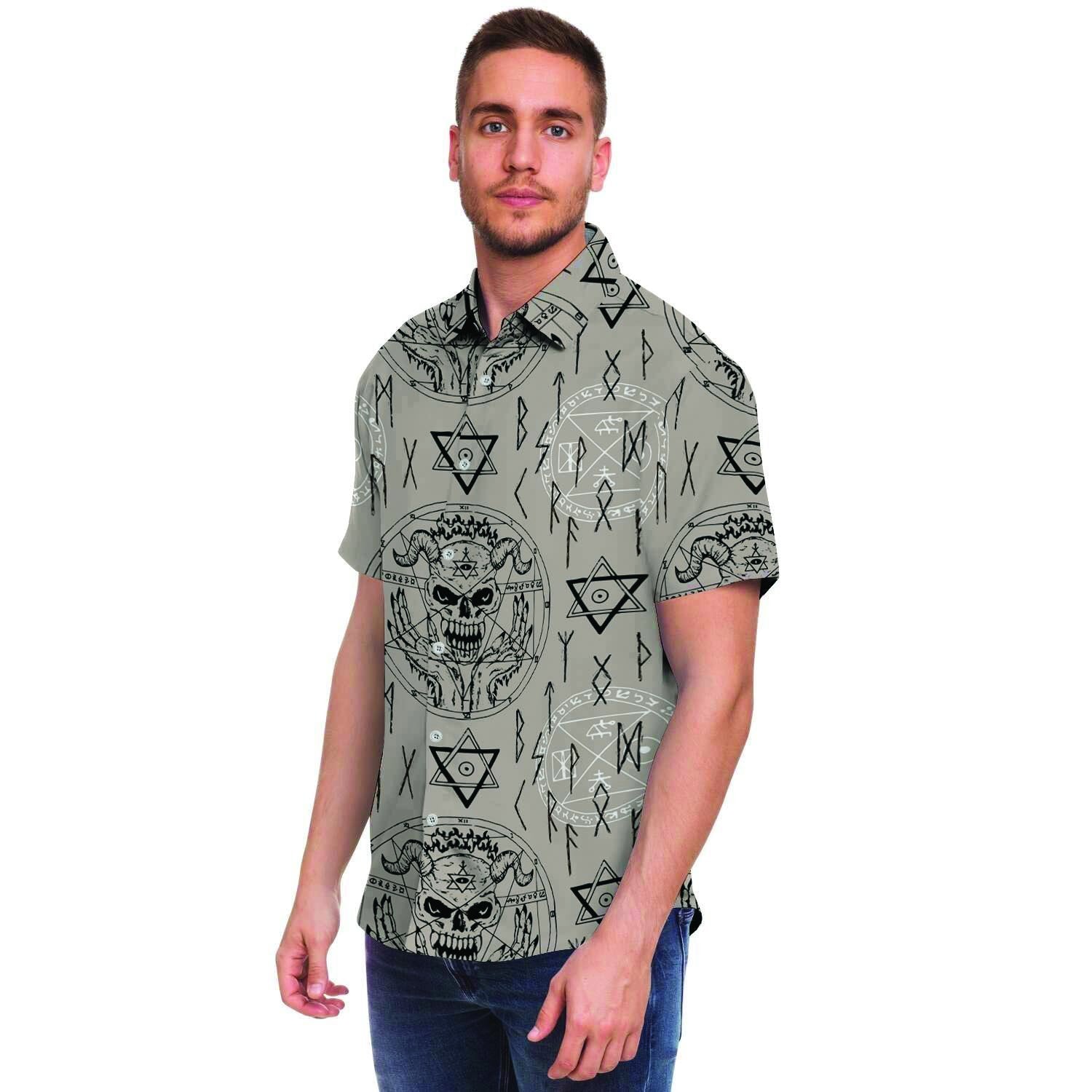 Satanic Devil Gothic Witch Men's Short Sleeve Shirt-grizzshop