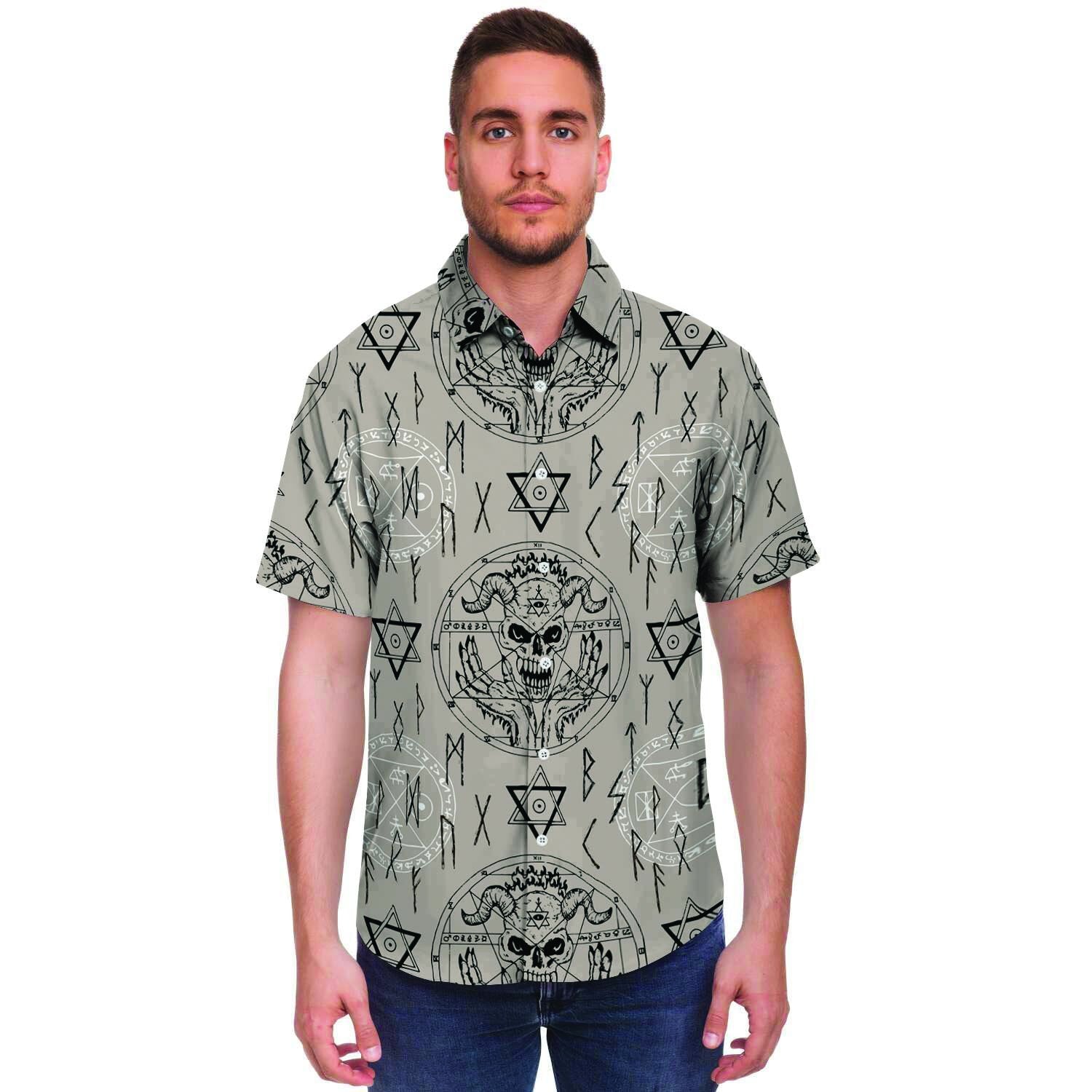 Satanic Devil Gothic Witch Men's Short Sleeve Shirt-grizzshop