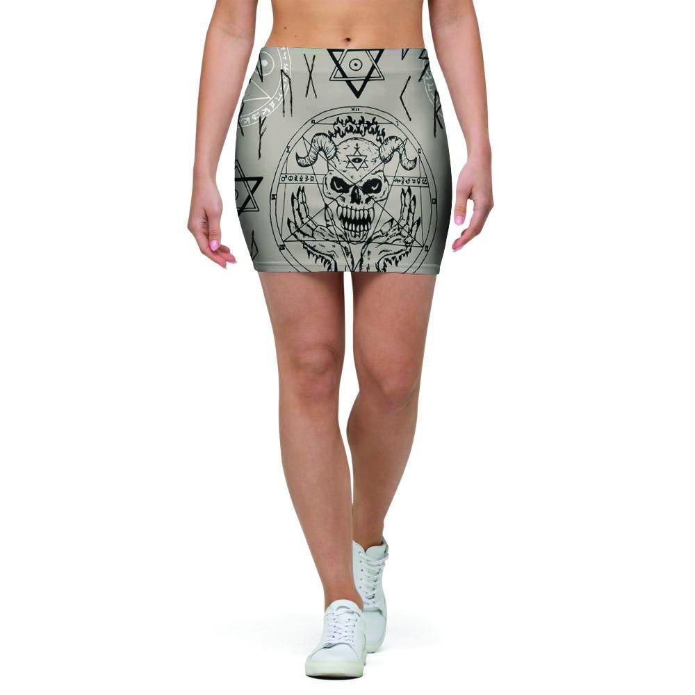 Satanic Devil Gothic Witch Mini Skirt-grizzshop