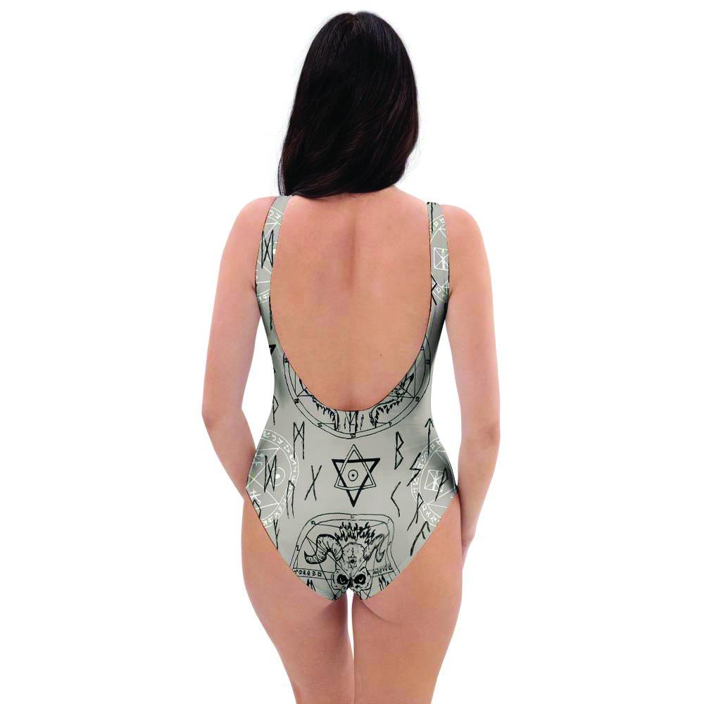 Satanic Devil Gothic Witch One Piece Swimsuite-grizzshop