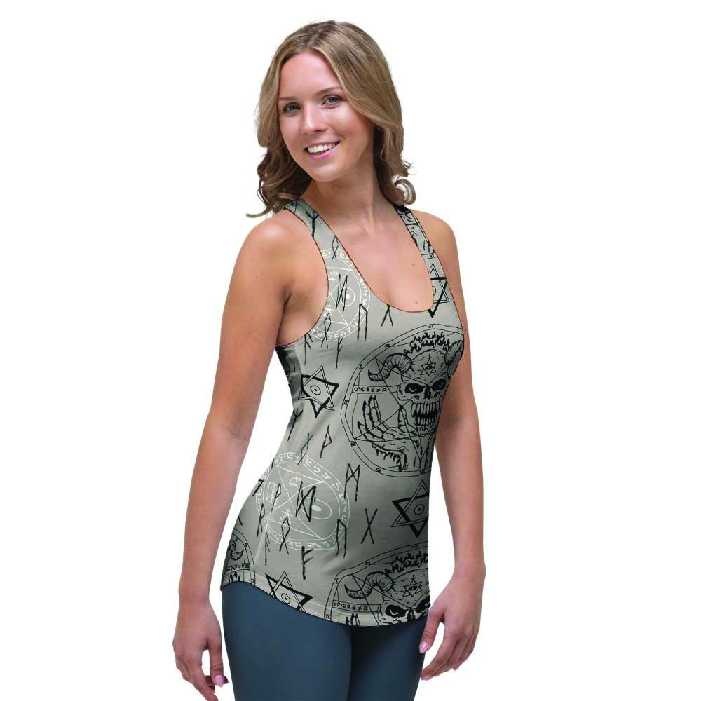 Satanic Devil Gothic Witch Women's Racerback Tank Top-grizzshop