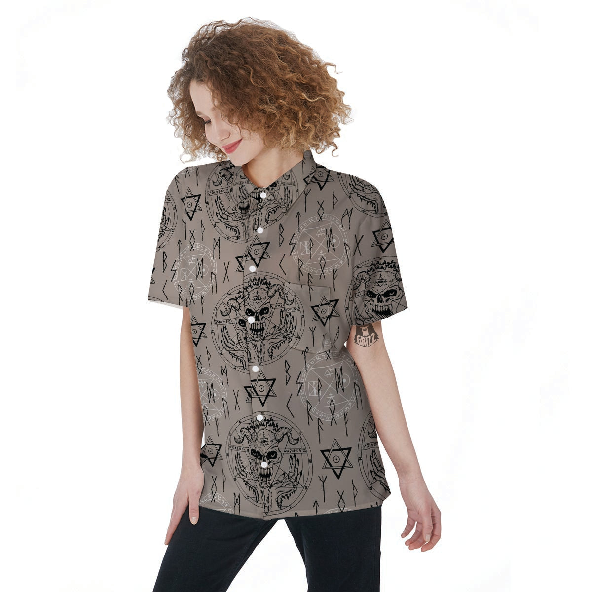 Satanic Devil Gothic Witch Women's Short Sleeve Shirts-grizzshop