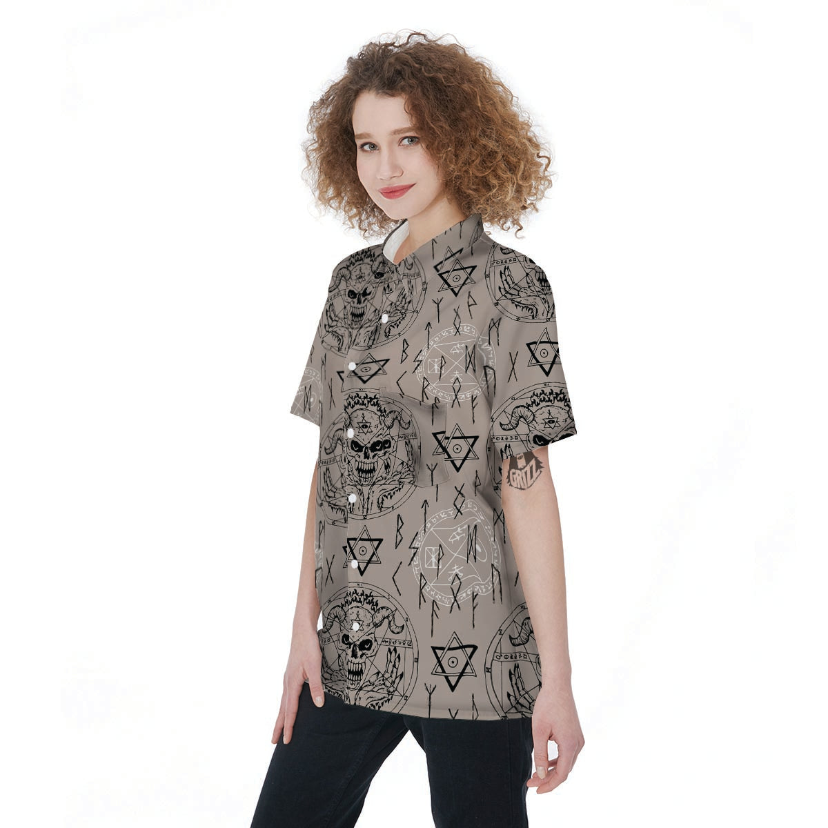 Satanic Devil Gothic Witch Women's Short Sleeve Shirts-grizzshop