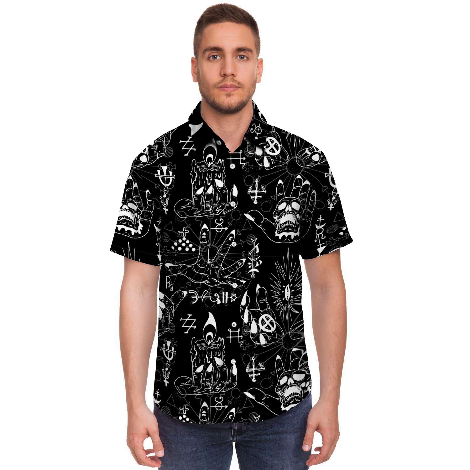 Satanic Gothic Witch Men's Short Sleeve Shirt-grizzshop