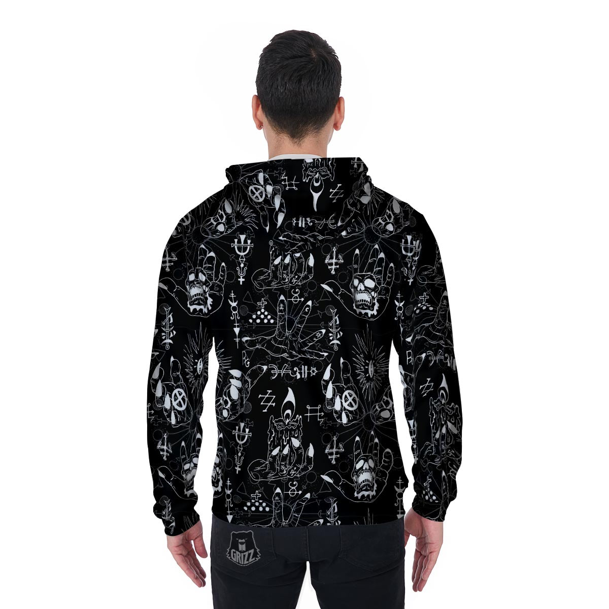Satanic Gothic Witch Men's Zip Up Hoodie-grizzshop