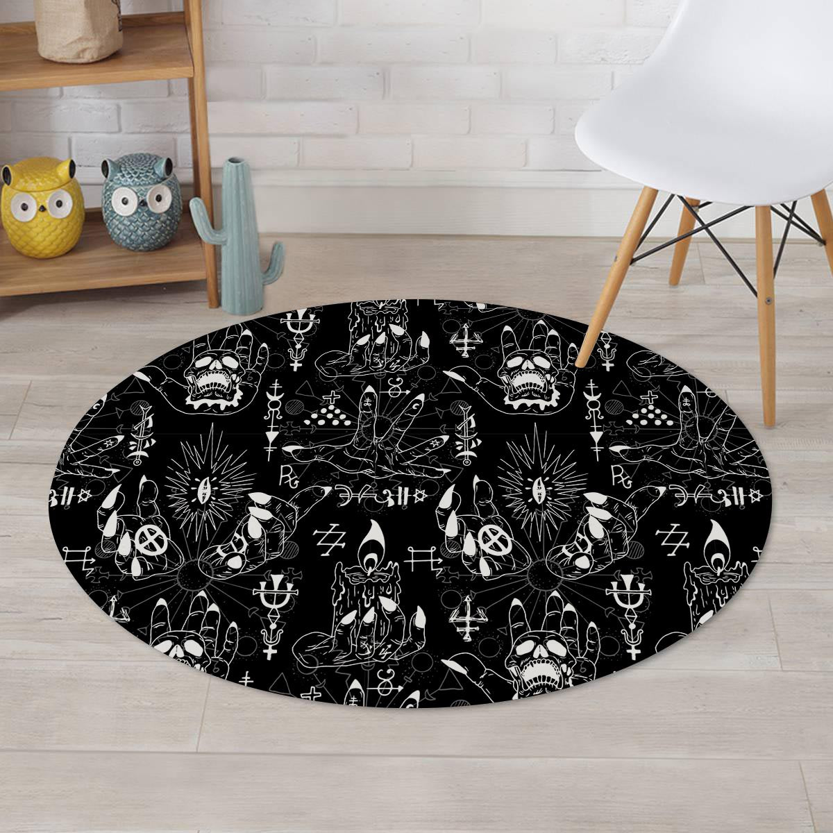 Satanic Gothic Witch Round Rug-grizzshop