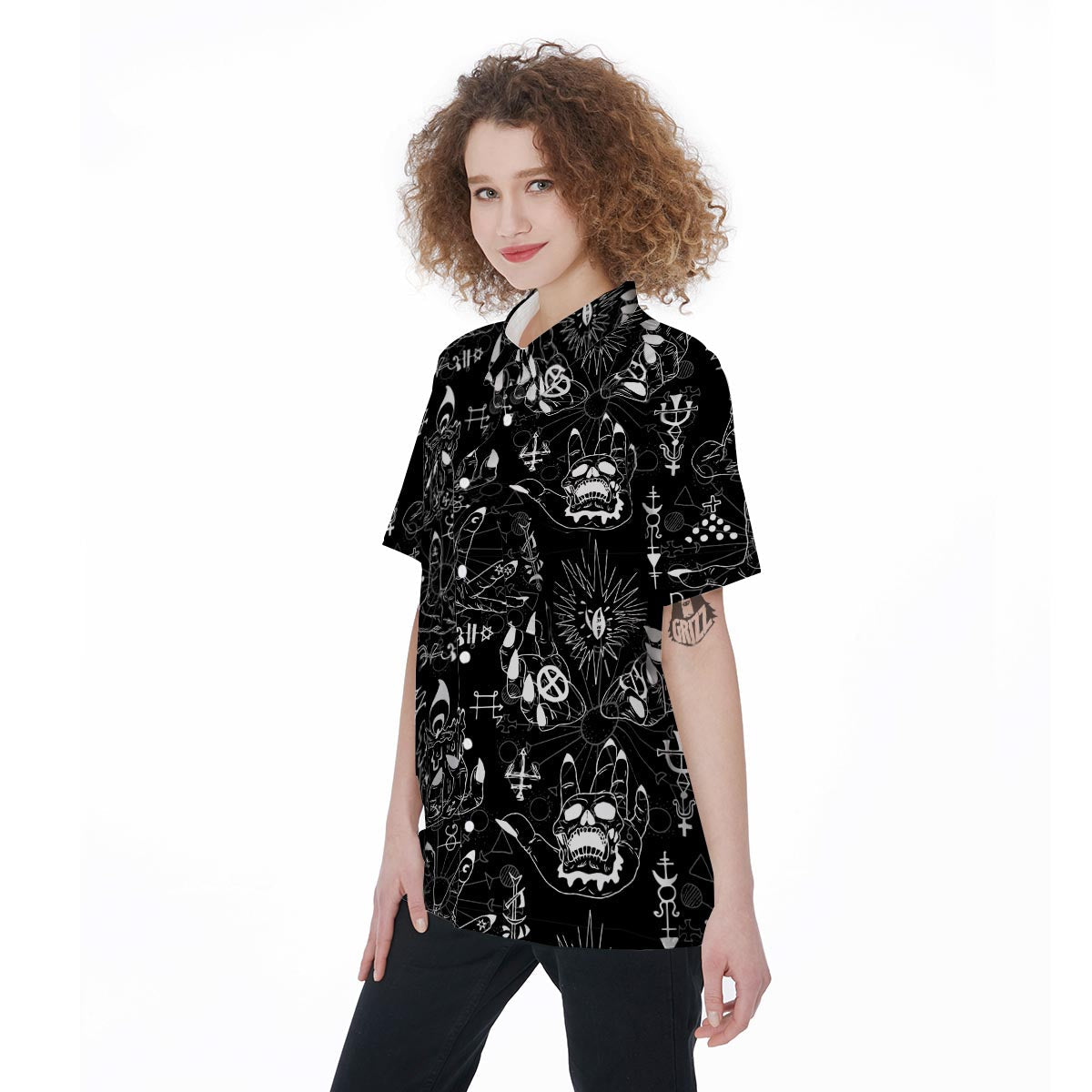 Satanic Gothic Witch Women's Short Sleeve Shirts-grizzshop