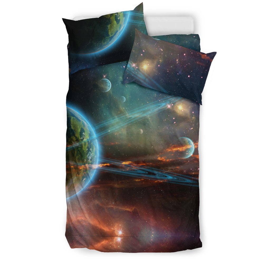 Satun Galaxy Space Print Duvet Cover Bedding Set-grizzshop