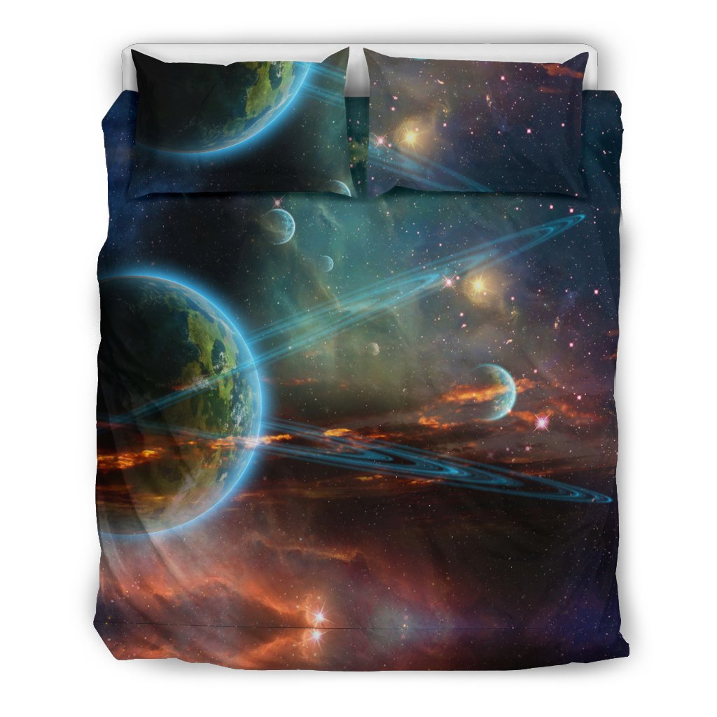 Satun Galaxy Space Print Duvet Cover Bedding Set-grizzshop