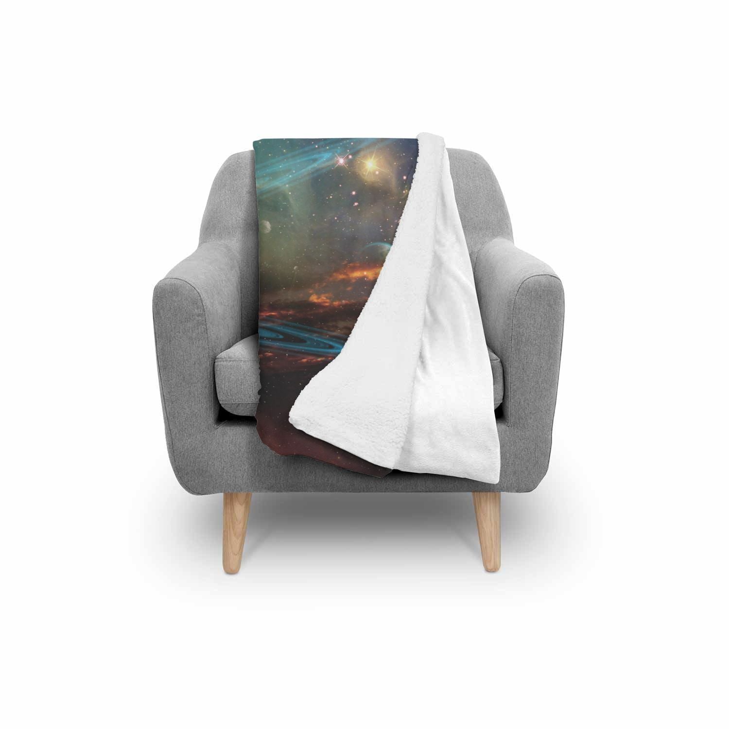 Satun Galaxy Space Print Throw Blanket-grizzshop