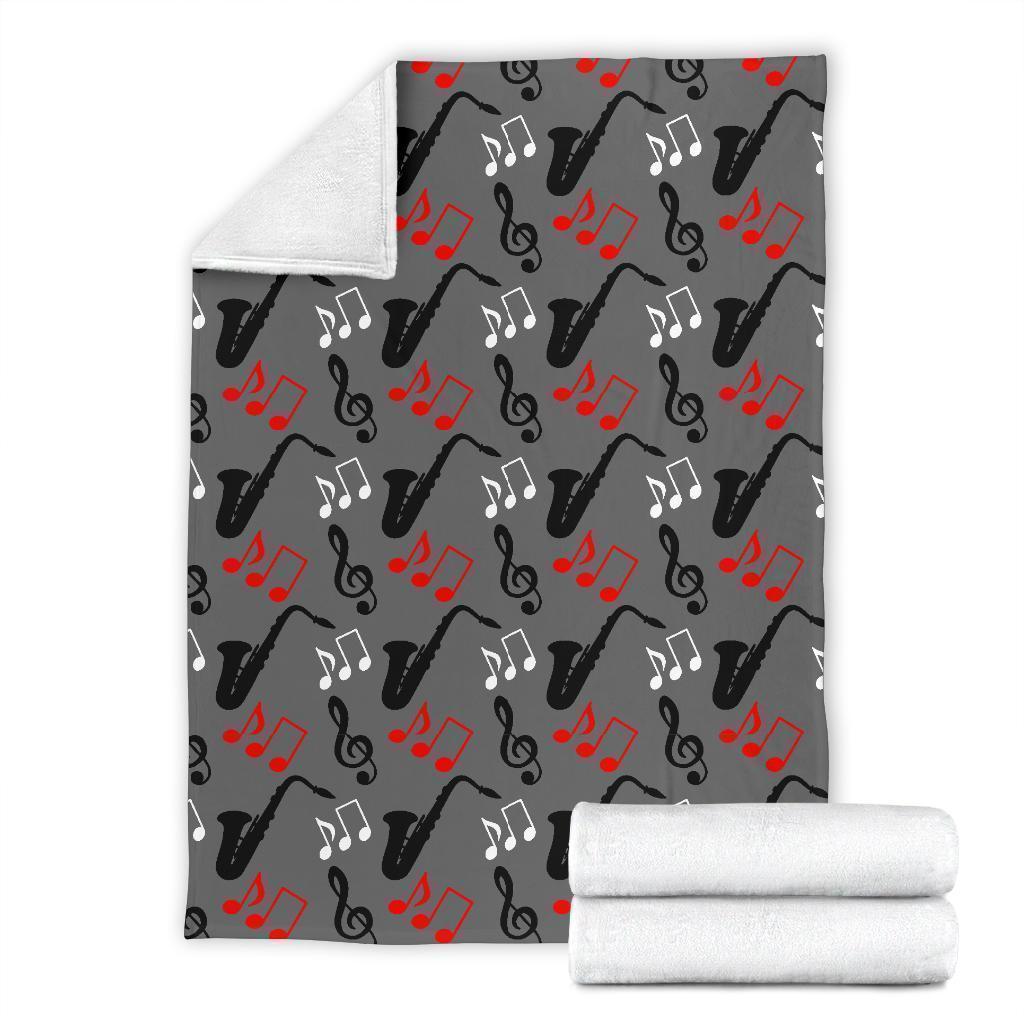 Saxophone Pattern Print Blanket-grizzshop