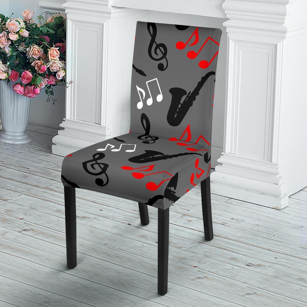 Saxophone Pattern Print Chair Cover-grizzshop