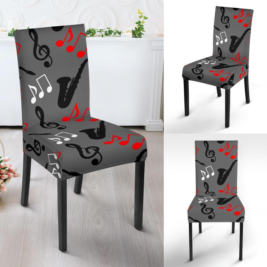 Saxophone Pattern Print Chair Cover-grizzshop