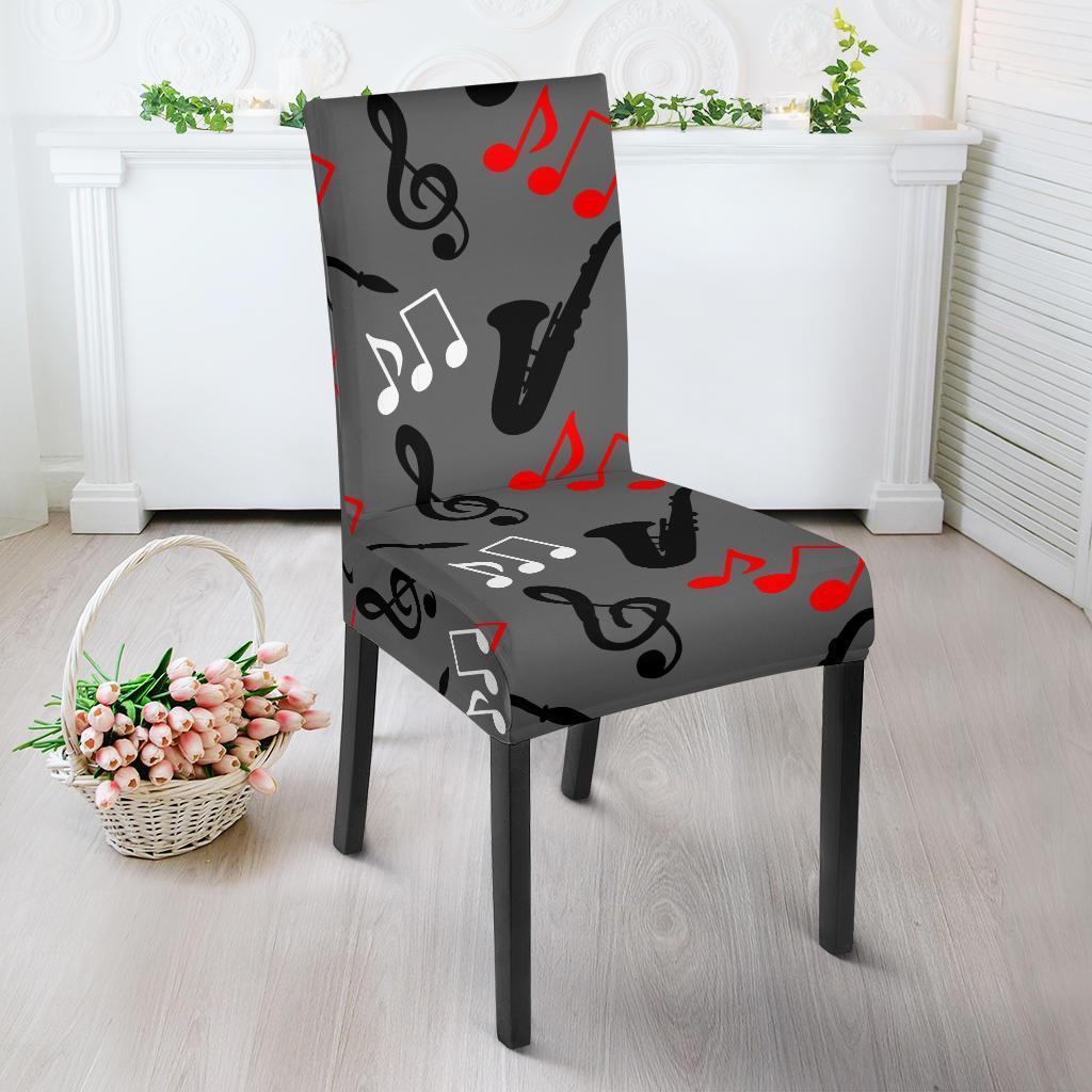 Saxophone Pattern Print Chair Cover-grizzshop