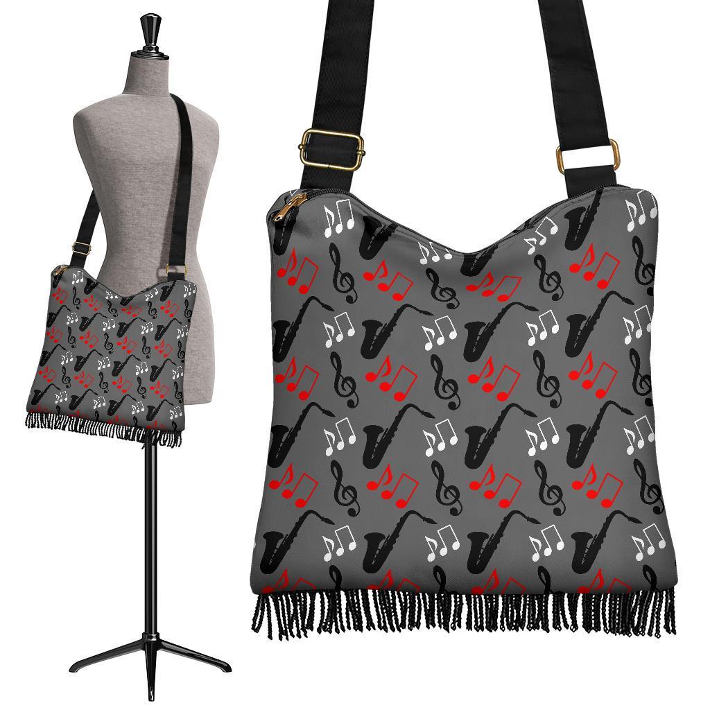 Saxophone Pattern Print Crossbody Bags-grizzshop