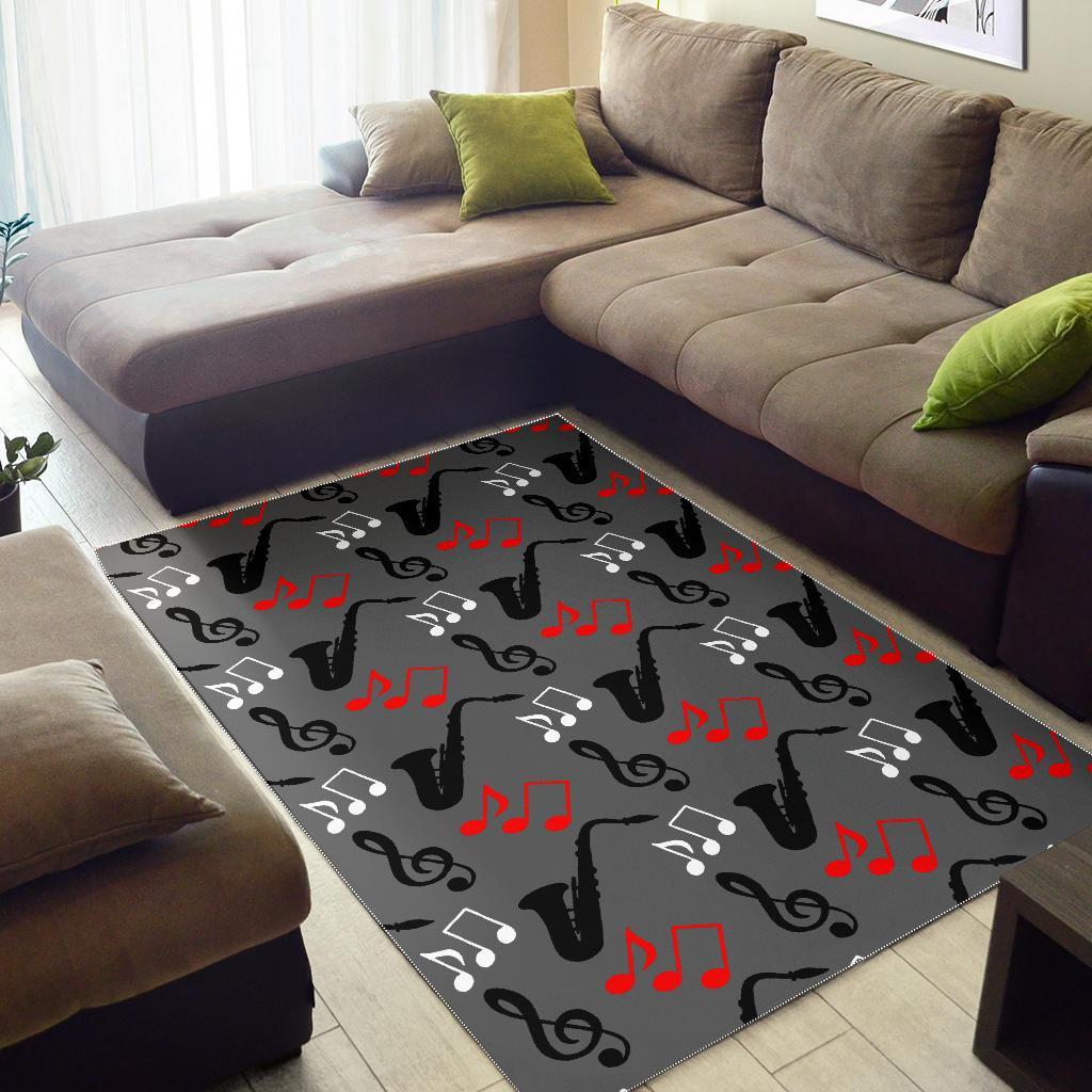 Saxophone Pattern Print Floor Mat-grizzshop