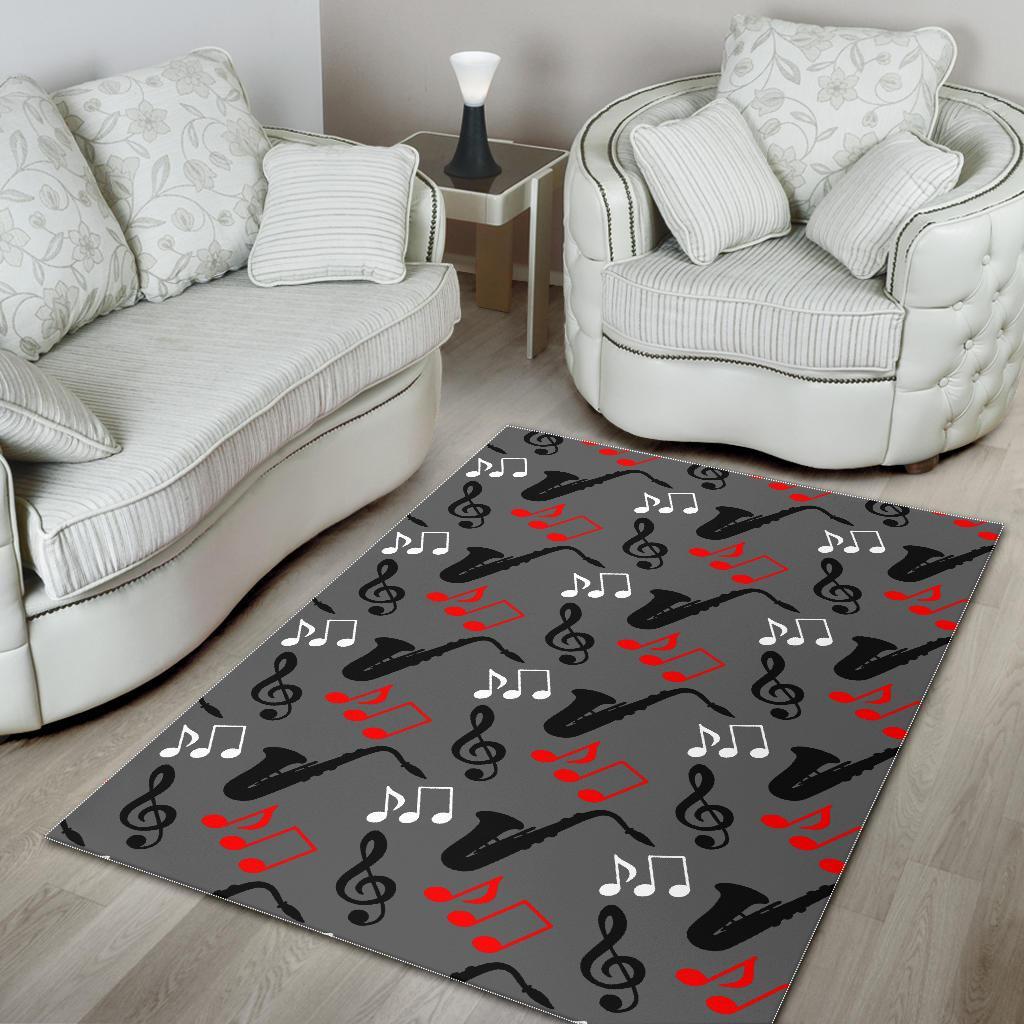 Saxophone Pattern Print Floor Mat-grizzshop