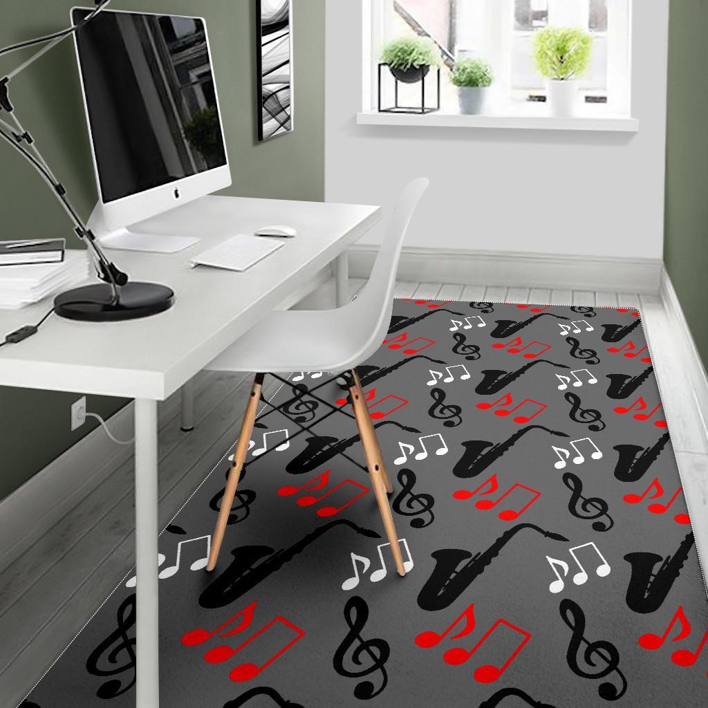 Saxophone Pattern Print Floor Mat-grizzshop