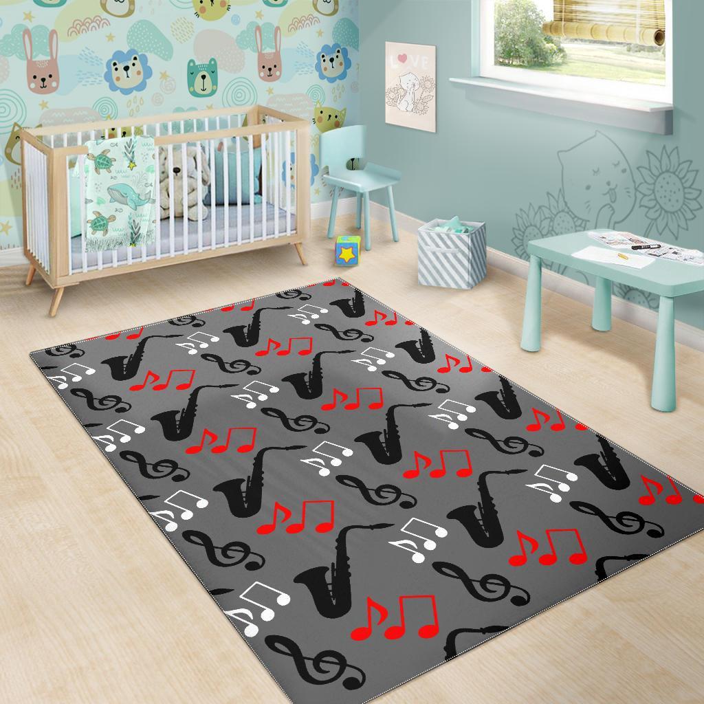 Saxophone Pattern Print Floor Mat-grizzshop