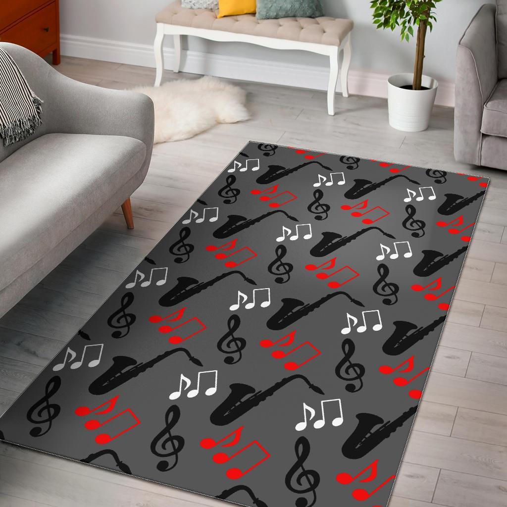 Saxophone Pattern Print Floor Mat-grizzshop