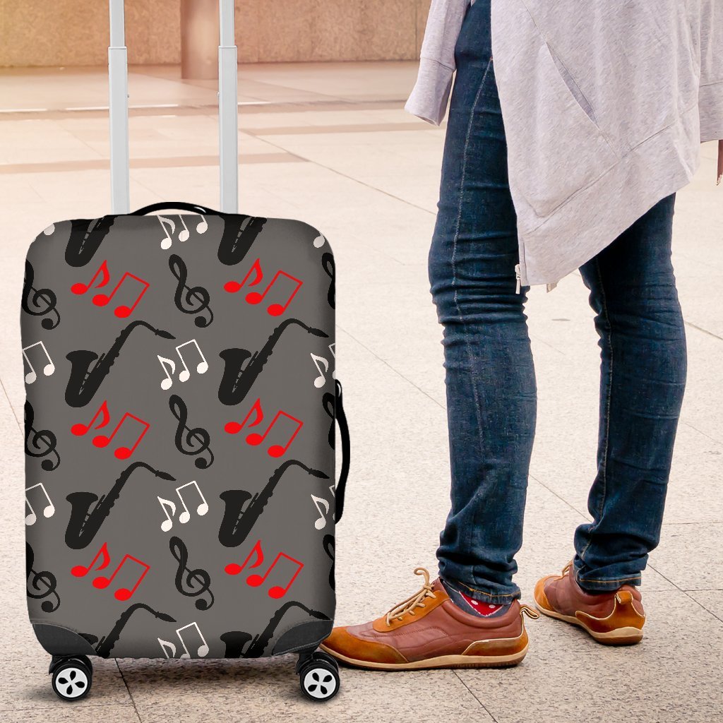 Saxophone Pattern Print Luggage Cover Protector-grizzshop