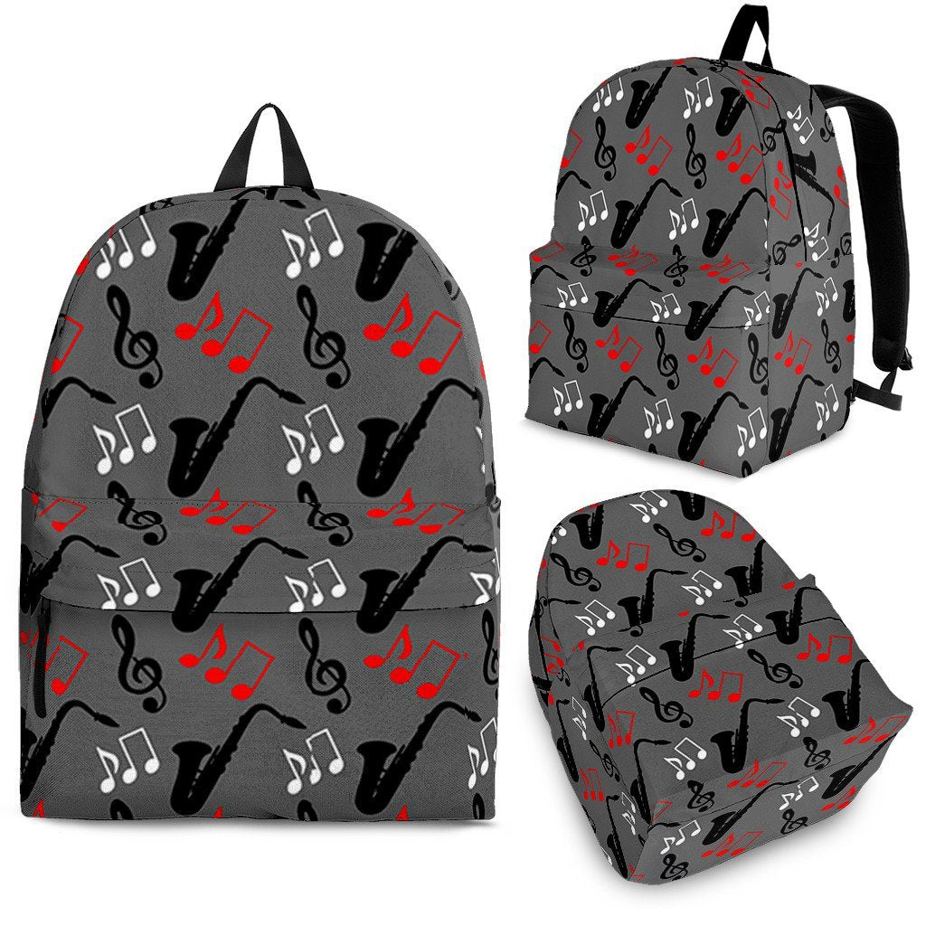 Saxophone Pattern Print Premium Backpack-grizzshop