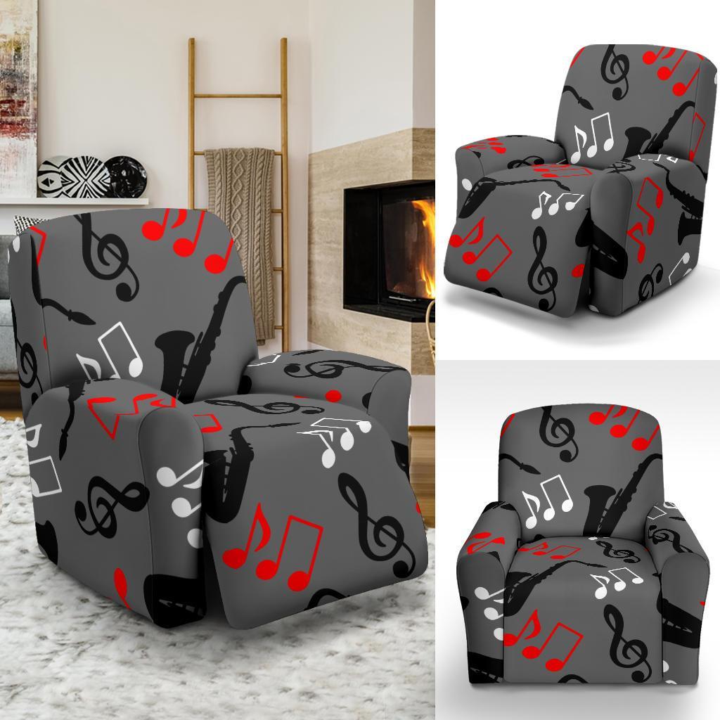 Saxophone Pattern Print Recliner Cover-grizzshop