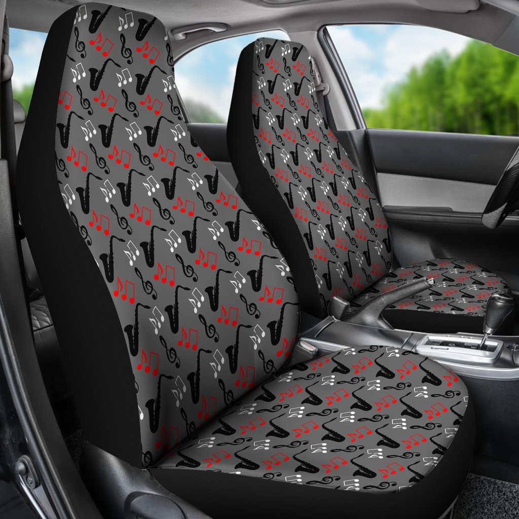 Saxophone Pattern Print Universal Fit Car Seat Cover-grizzshop