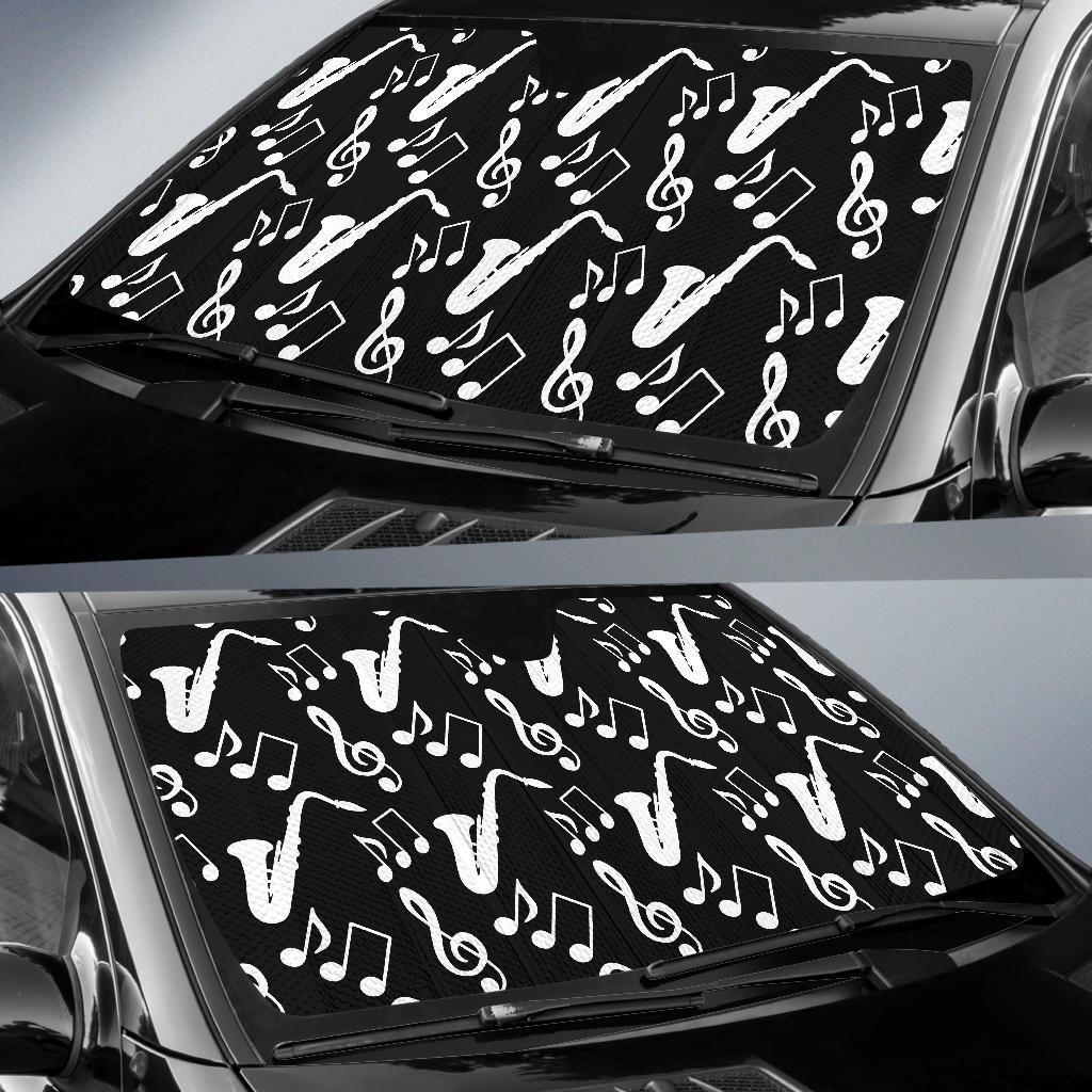 Saxophone Print Pattern Car Sun Shade-grizzshop