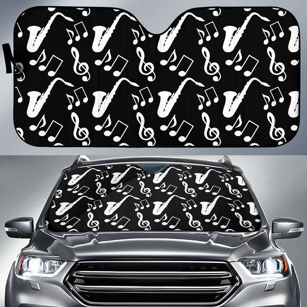 Saxophone Print Pattern Car Sun Shade-grizzshop