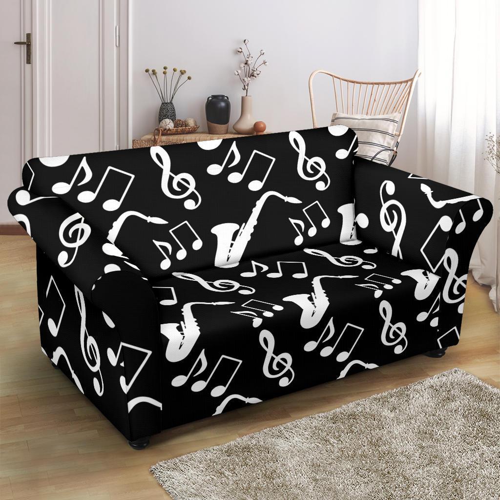 Saxophone Print Pattern Loveseat Cover-grizzshop