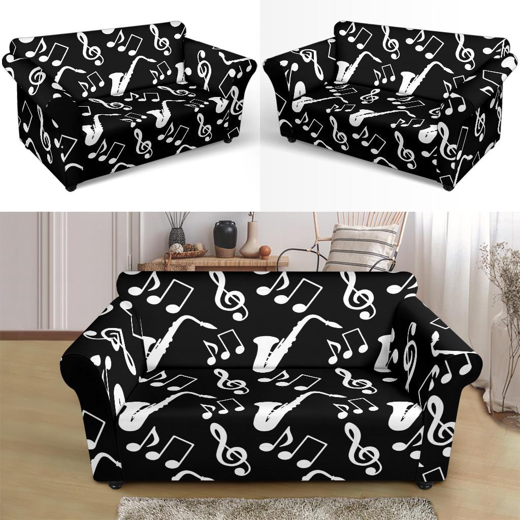 Saxophone Print Pattern Loveseat Cover-grizzshop