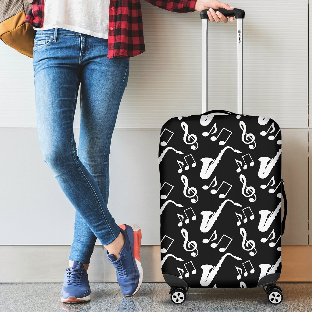 Saxophone Print Pattern Luggage Cover Protector-grizzshop