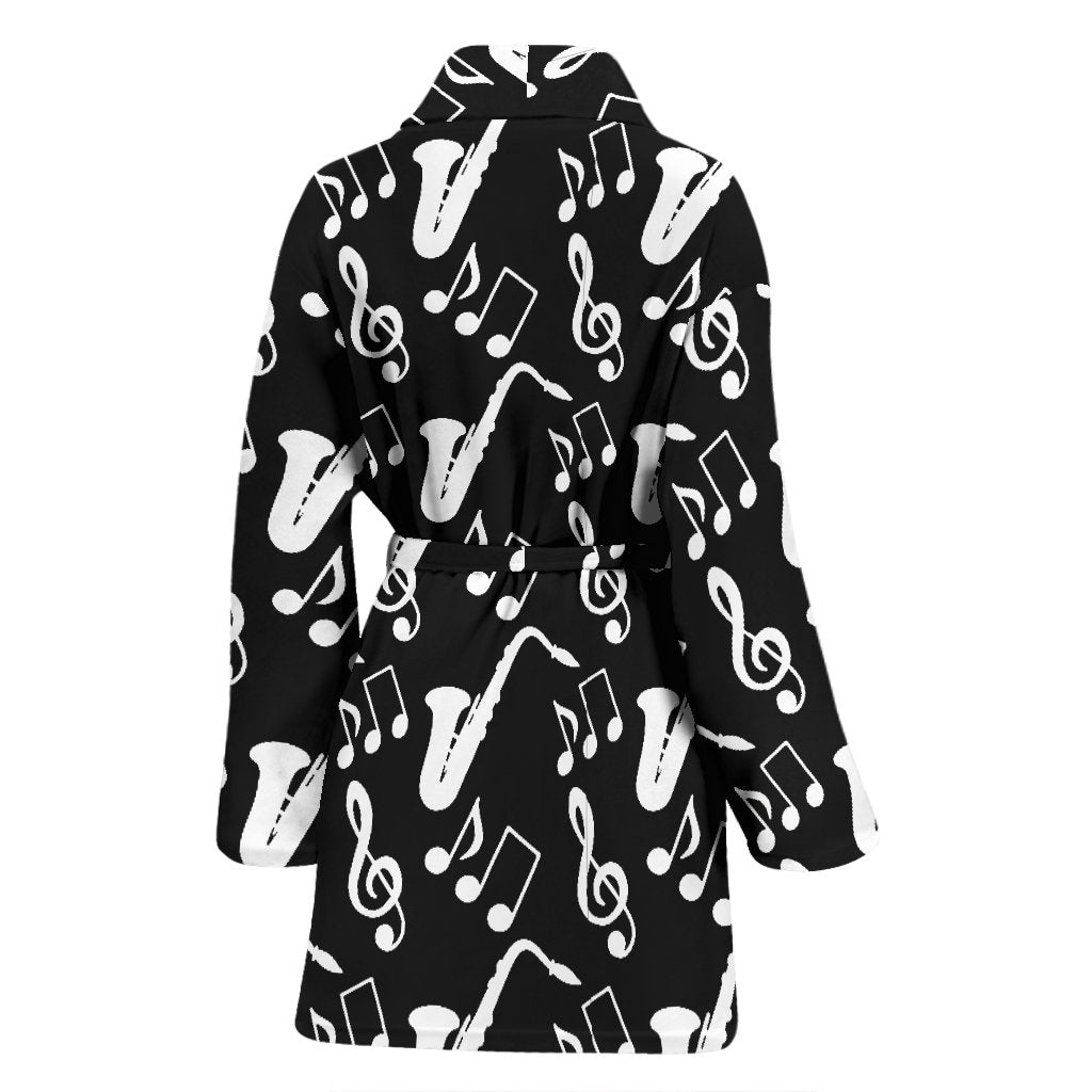 Saxophone Print Pattern Pattern Print Women Long Robe-grizzshop