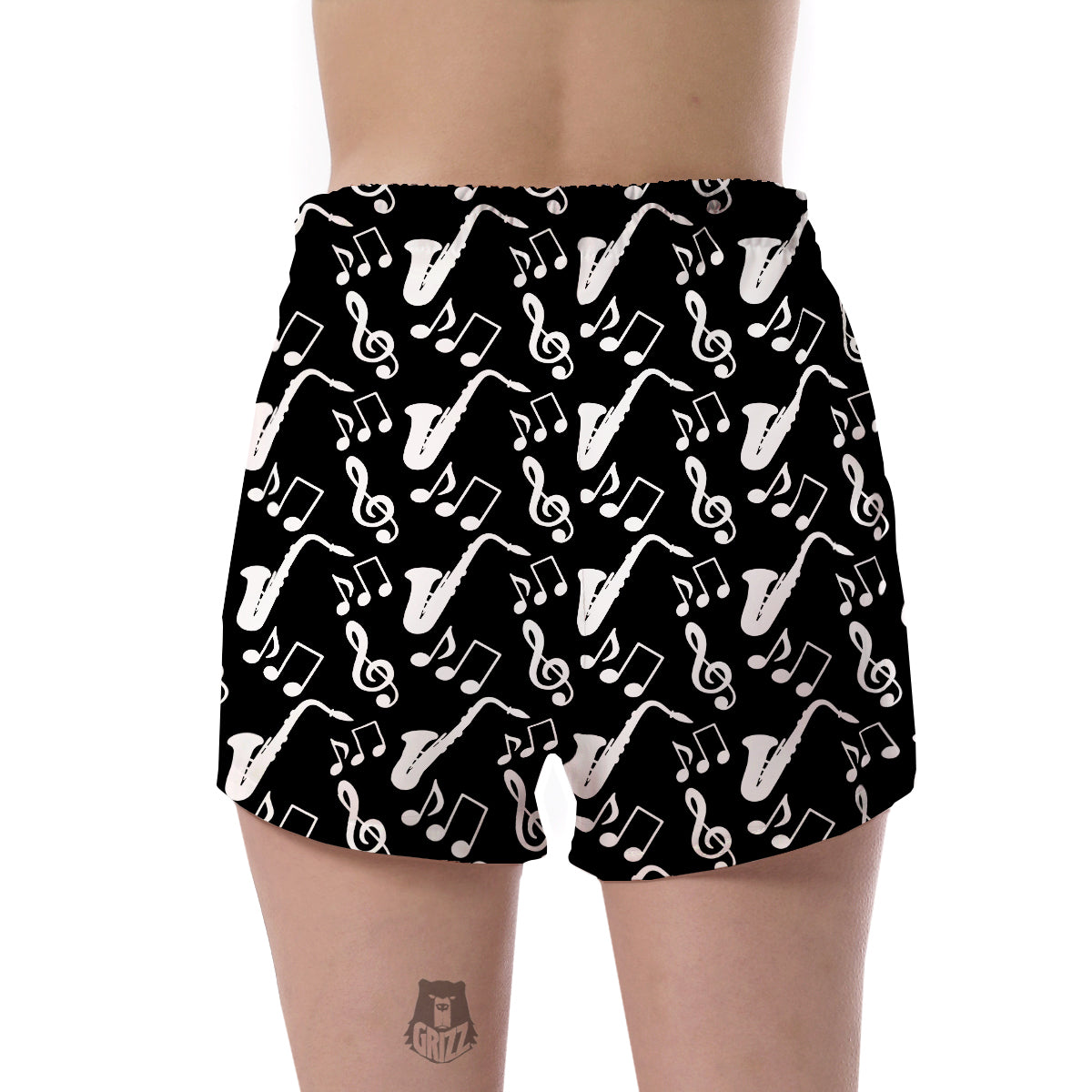 Saxophone Print Pattern Women's Shorts-grizzshop