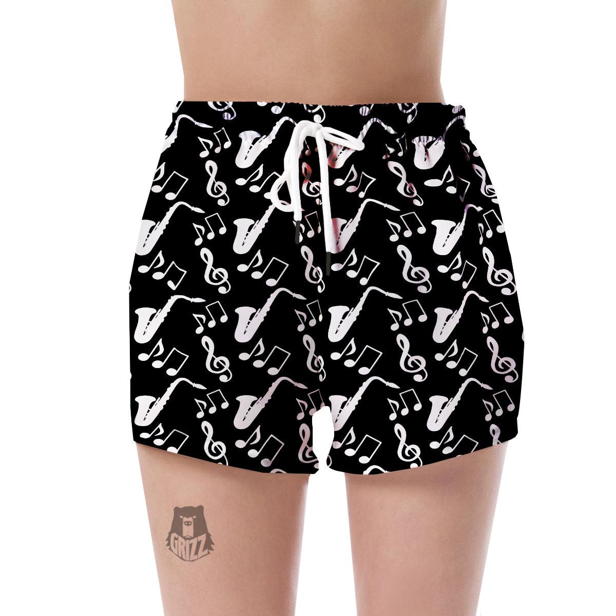Saxophone Print Pattern Women's Shorts-grizzshop
