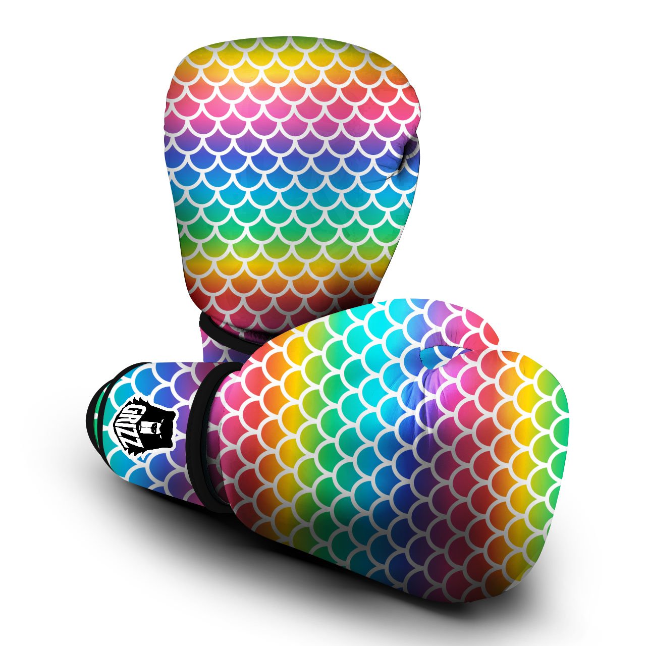 Scale Rainbow Mermaid Print Pattern Boxing Gloves-grizzshop