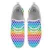 Scale Rainbow Mermaid Print Pattern White Athletic Shoes-grizzshop