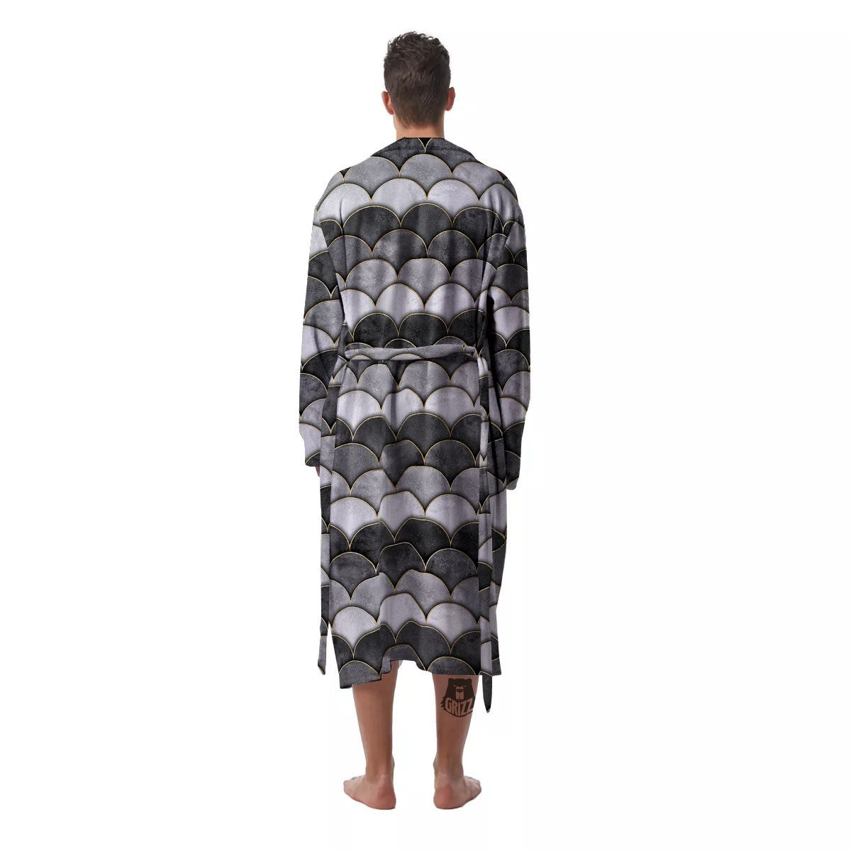 Scales Mermaid Print Pattern Men's Robe-grizzshop