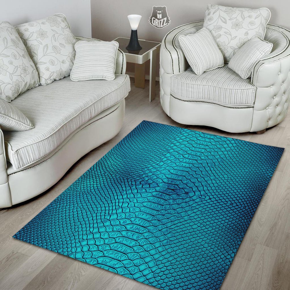 Scales Turquoise Snake Print Pattern Floor Mat-grizzshop