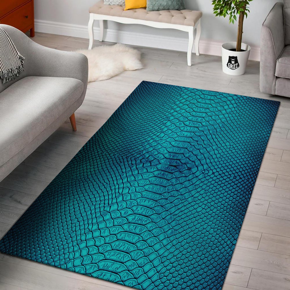 Scales Turquoise Snake Print Pattern Floor Mat-grizzshop