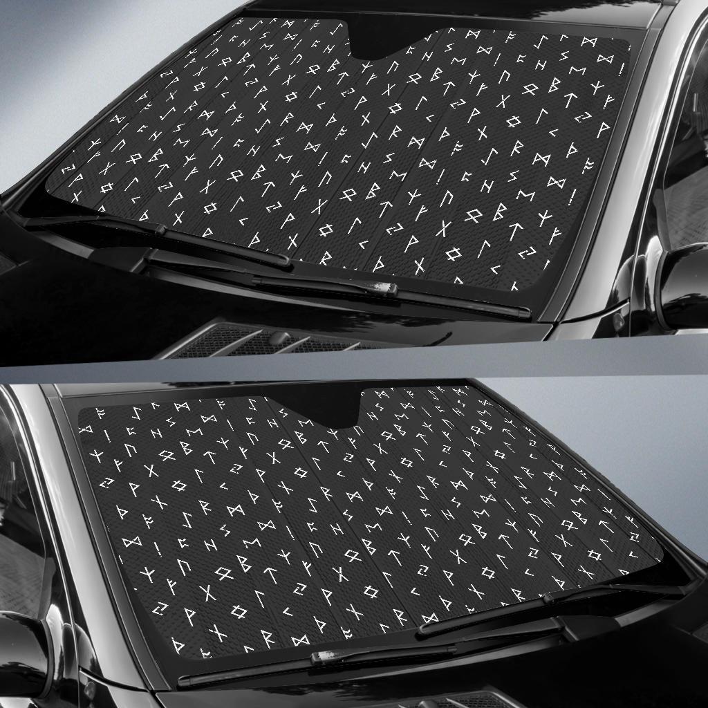 Scandinavian Viking Futhark Norse Runes Pattern Print Car Sun Shade-grizzshop
