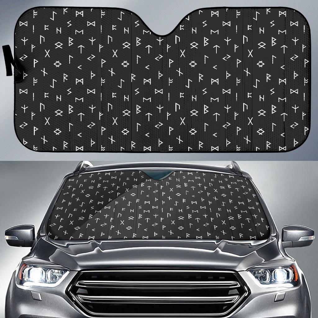 Scandinavian Viking Futhark Norse Runes Pattern Print Car Sun Shade-grizzshop