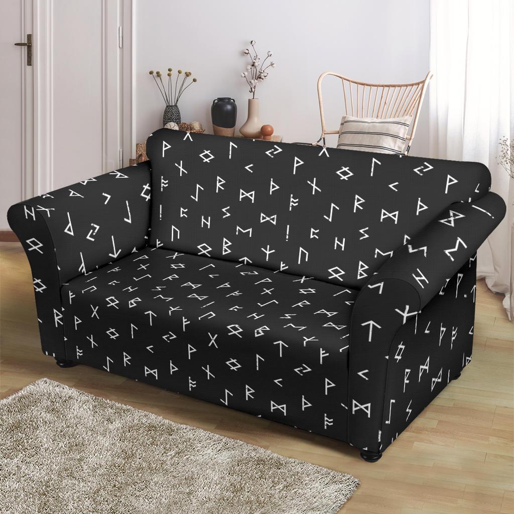 Scandinavian Viking Futhark Norse Runes Pattern Print Loveseat Cover-grizzshop