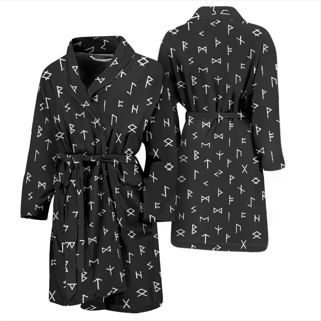 Scandinavian Viking Futhark Norse Runes Pattern Print Men Long Robe-grizzshop