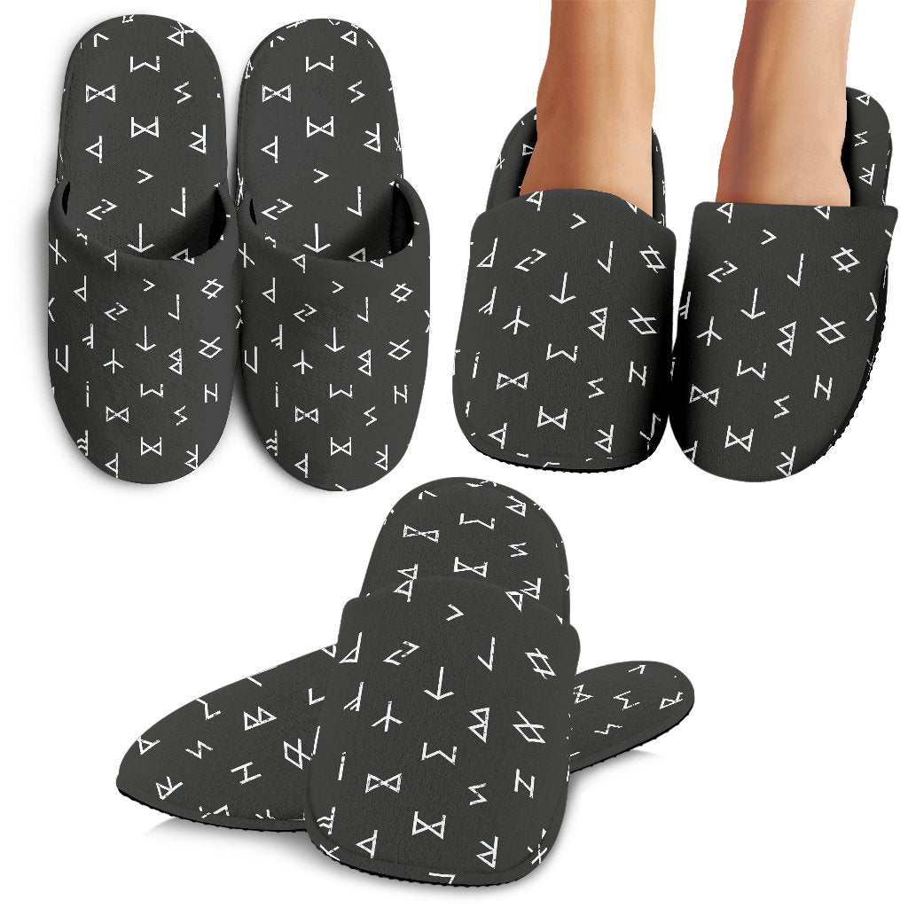 Scandinavian Viking Futhark Norse Runes Pattern Print Premium Home Slippers-grizzshop