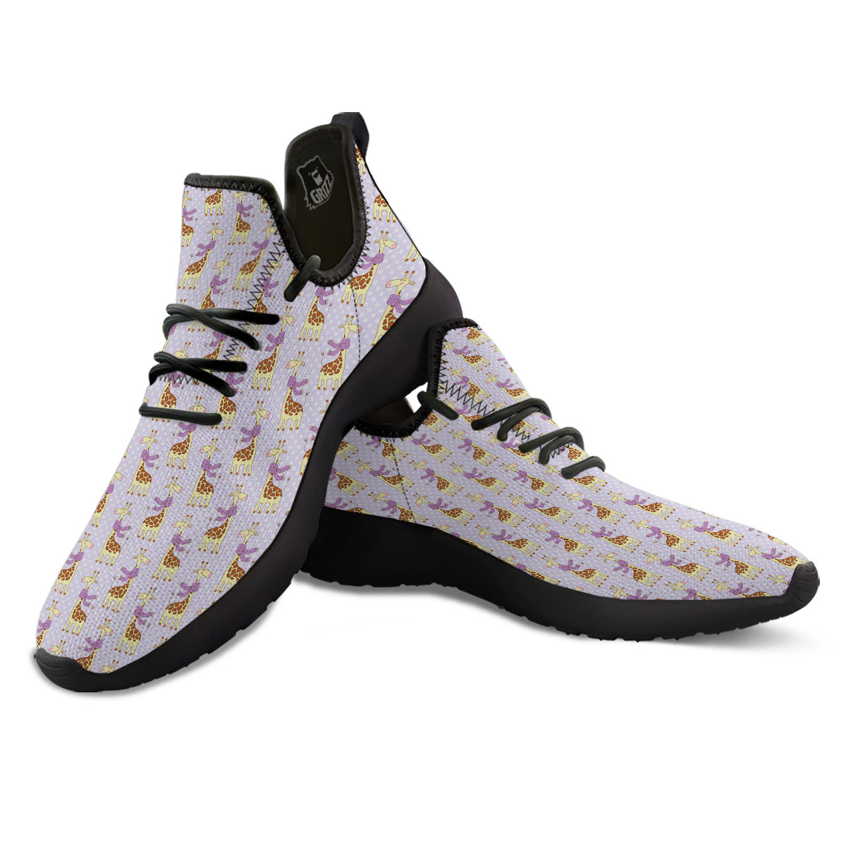 Scarf With Giraffe Print Pattern Black Athletic Shoes-grizzshop