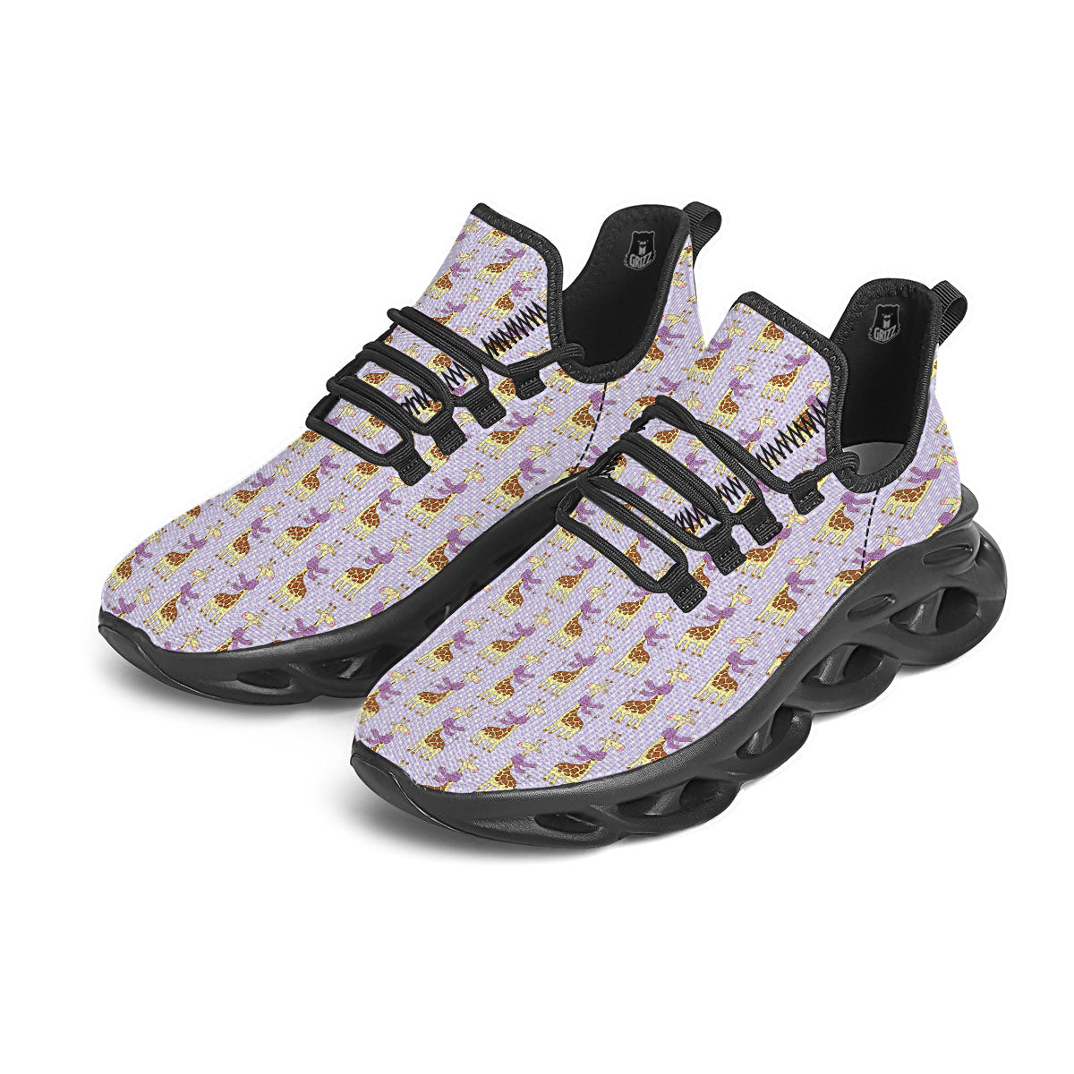 Scarf With Giraffe Print Pattern Black Running Shoes-grizzshop