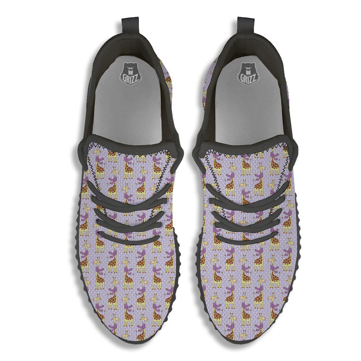 Scarf With Giraffe Print Pattern Black Walking Shoes-grizzshop